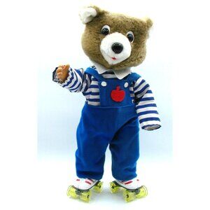 1985 Superfine Roller Skating Musical Sammy Skates Bear Blue Overalls VIDEO Work